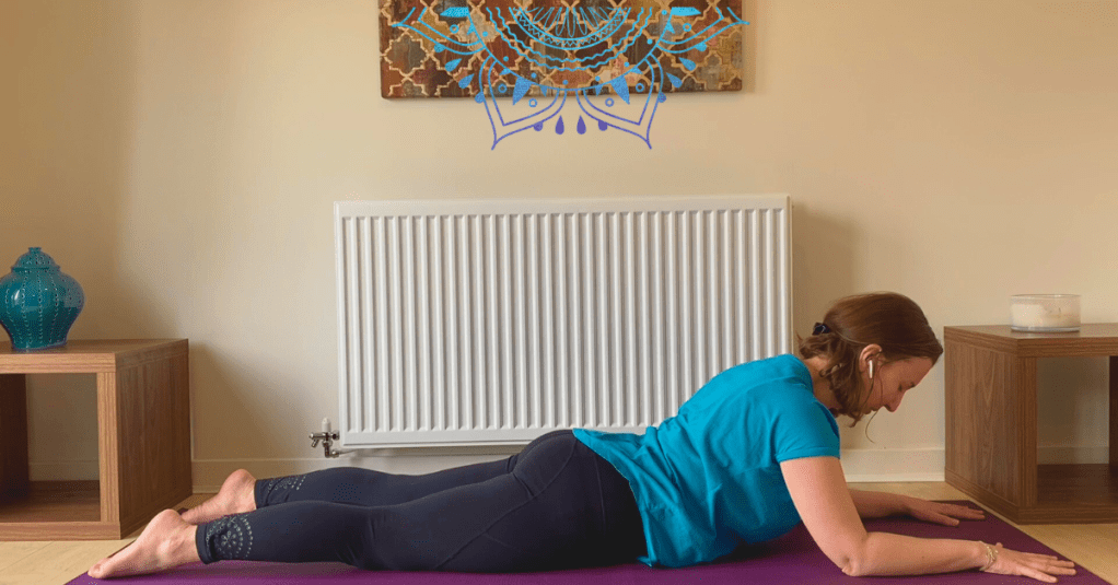 Yin yoga pose, yin yoga sphinx pose, yin yoga for the spine