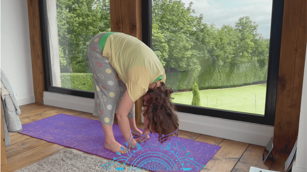 dangling pose, yin yoga pose for better sleep