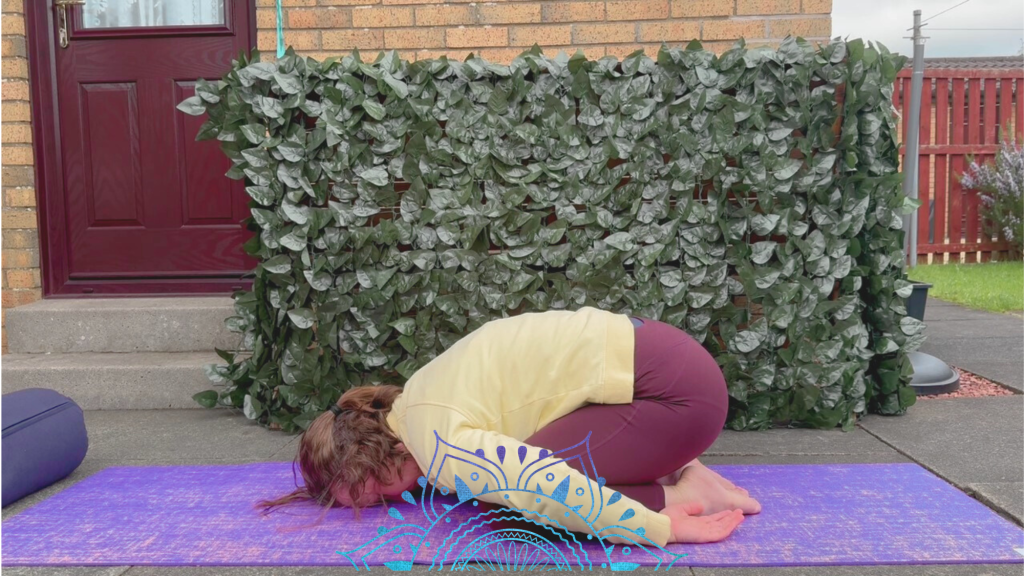 Balansana, child's pose, yin yoga pose, pratyahara, withdrawal of senses
